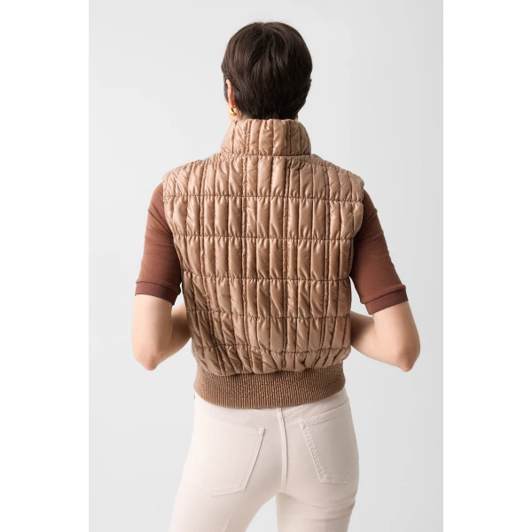 Bogner Sally Quilted Waistcoat in Camel, view 5 | Vests | Coveti