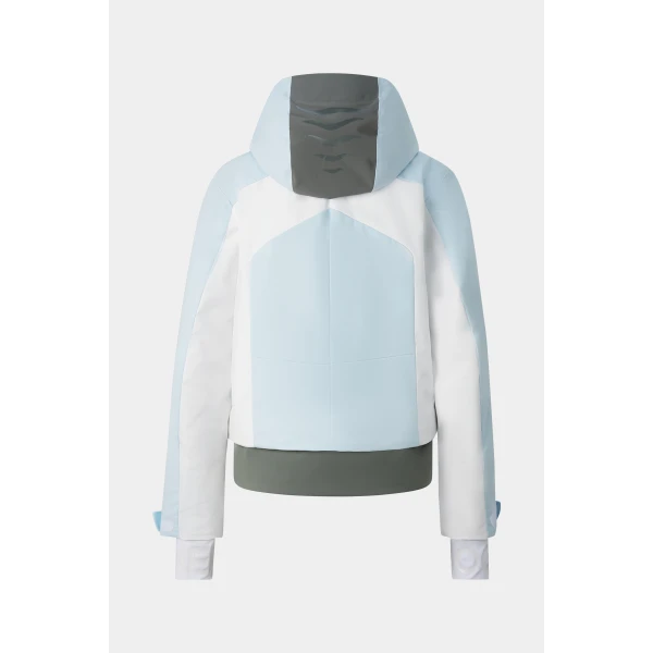 Bogner Sara Ski Jacket in Light Blue and Olive, view 3 | Jackets | Coveti