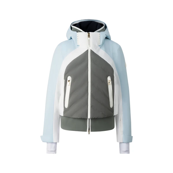 Bogner Sara Ski Jacket in Light Blue and Olive | Jackets | Coveti