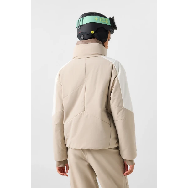 Bogner Sasha Ski Jacket in Beige and Off White, view 5 | Jackets | Coveti