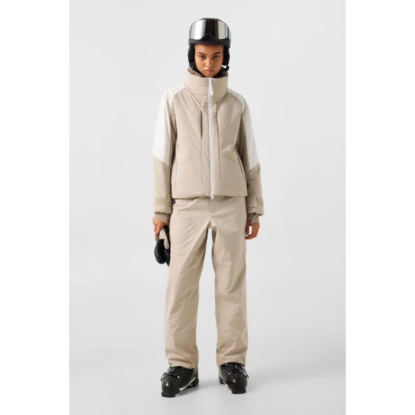 Bogner Sasha Ski Jacket in Beige and Off White, view 6 | Jackets | Coveti
