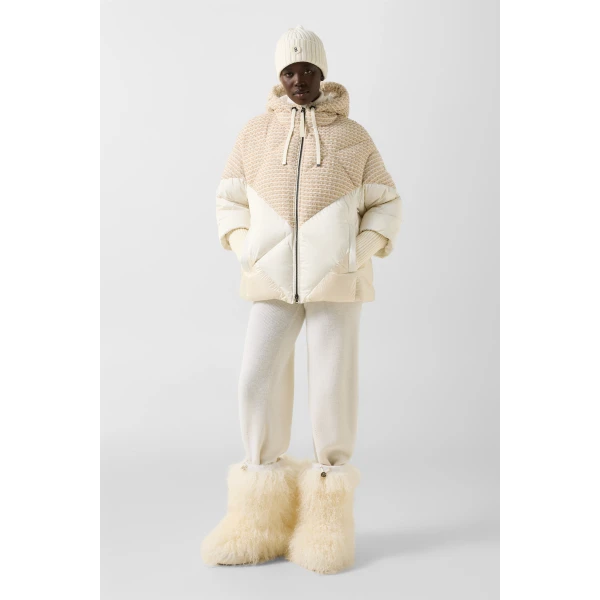 Bogner Sheryl Down Jacket in Off White and Beige, view 6 | Jackets | Coveti
