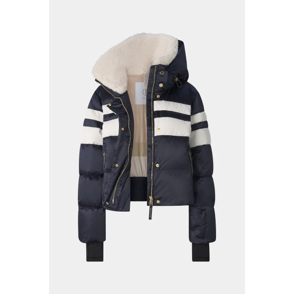 Bogner Silla Down Ski Jacket in Navy and White, view 2 | Jackets | Coveti