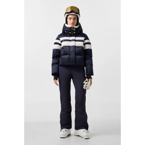 Bogner Silla Down Ski Jacket in Navy and White, view 6 | Jackets | Coveti