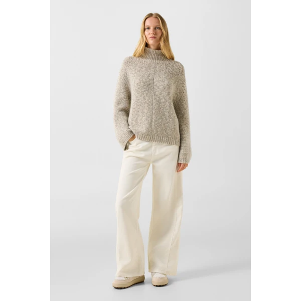 Bogner Svoni Alpaca-Blend Jumper in Beige and Grey, view 5 | Sweaters | Coveti
