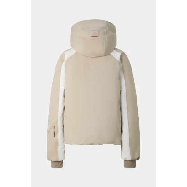 Bogner Tace Ski Jacket in Beige and White, view 3 | Jackets | Coveti