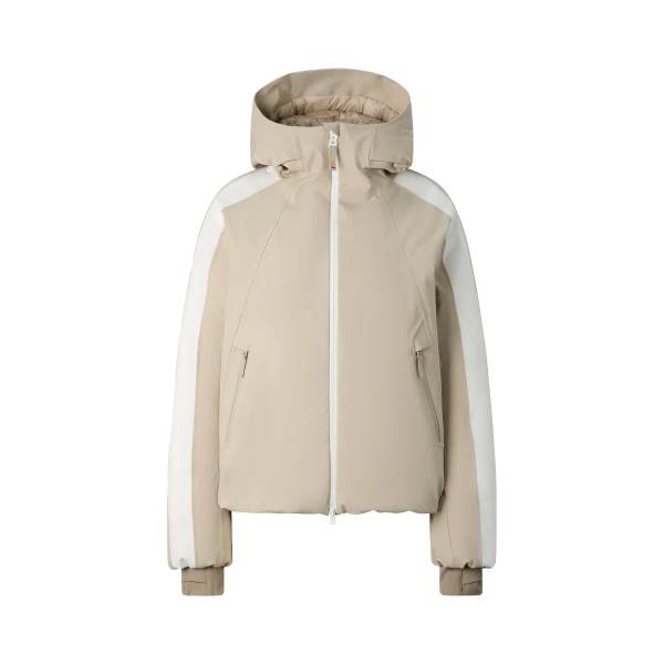 Bogner Tace Ski Jacket in Beige and White | Jackets | Coveti