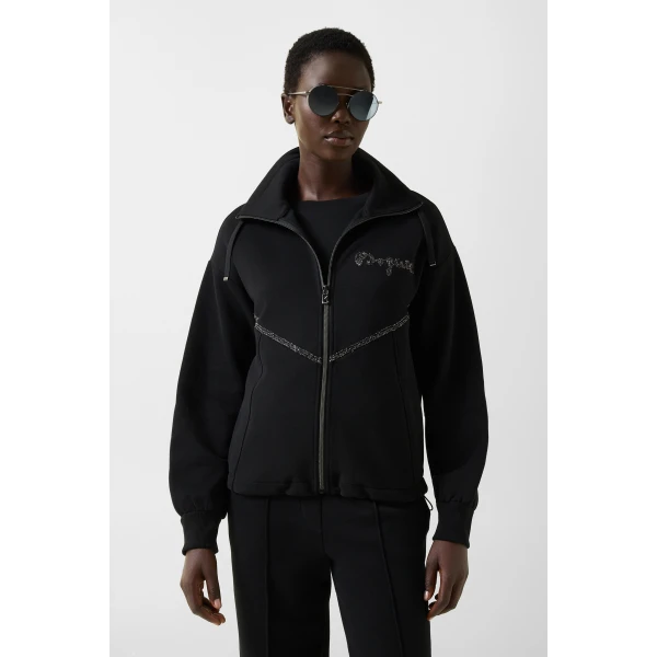 Bogner Tamara Jersey Jacket in Black, view 3 | Hoodies | Coveti
