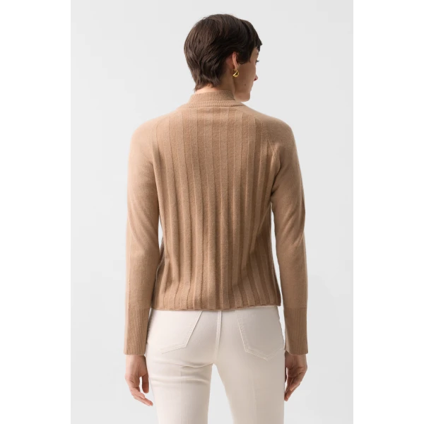 Bogner Tanja Virgin Wool and Cashmere Cardigan in Camel, view 4 | Cardigan | Coveti