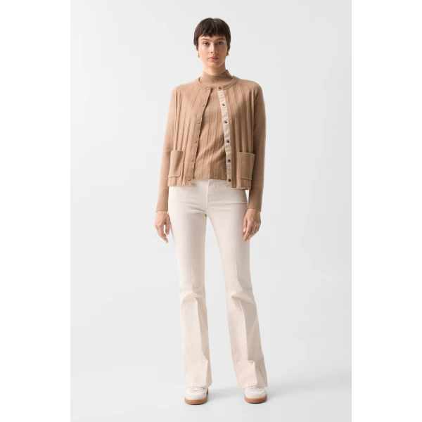 Bogner Tanja Virgin Wool and Cashmere Cardigan in Camel, view 5 | Cardigan | Coveti