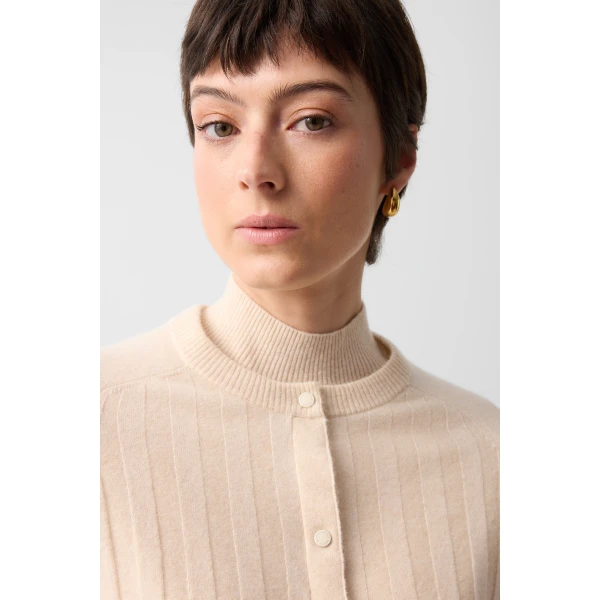 Bogner Tanja Virgin Wool and Cashmere Cardigan in Cream, view 6 | Cardigan | Coveti