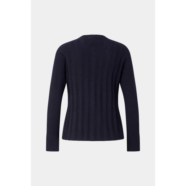 Bogner Tanja Virgin Wool and Cashmere Cardigan in Navy, view 2 | Cardigan | Coveti