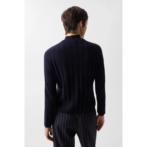 Bogner Tanja Virgin Wool and Cashmere Cardigan in Navy, view 4 | Cardigan | Coveti