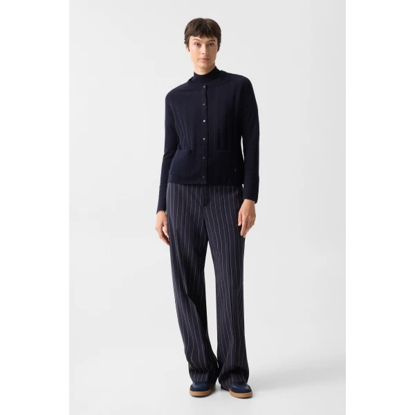 Bogner Tanja Virgin Wool and Cashmere Cardigan in Navy, view 5 | Cardigan | Coveti