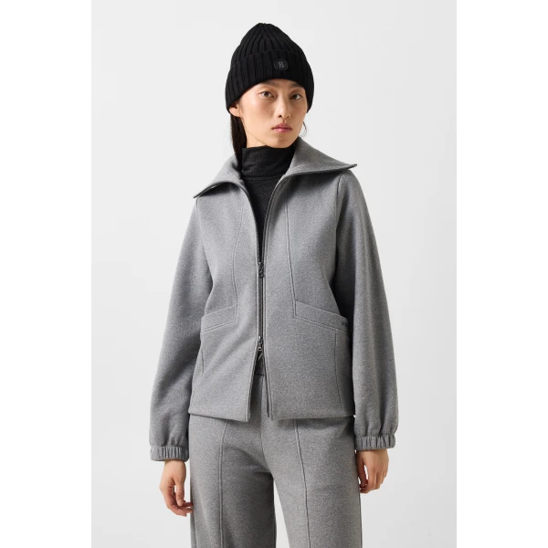 Bogner Tasha Jersey Jacket in Grey, view 3 | Hoodies | Coveti