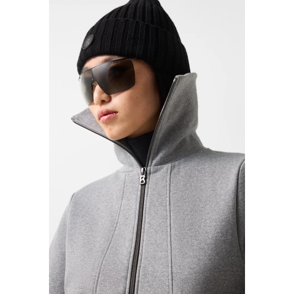 Bogner Tasha Jersey Jacket in Grey, view 6 | Hoodies | Coveti