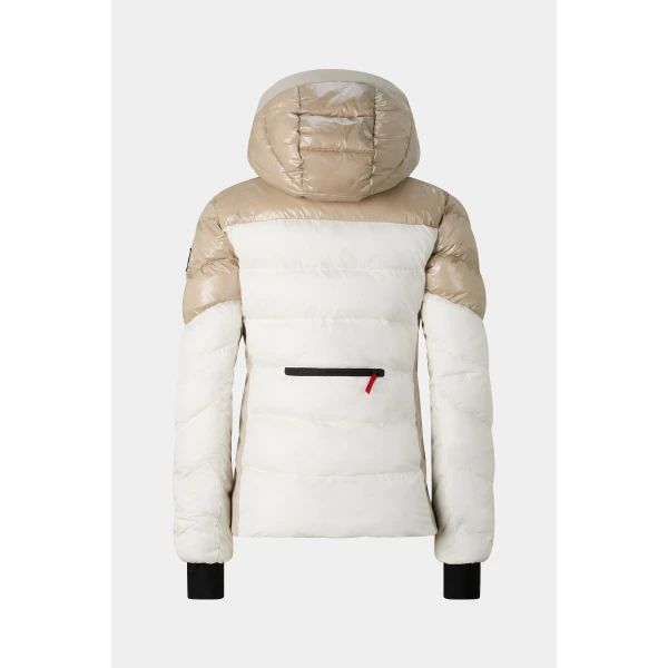 Bogner Tavie Ski Jacket in Beige and Off White, view 3 | Jackets | Coveti