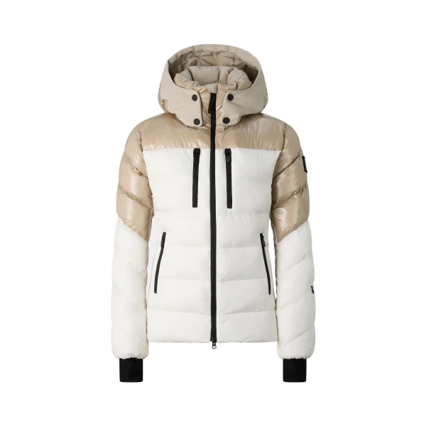Bogner Tavie Ski Jacket in Beige and Off White | Jackets | Coveti
