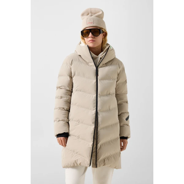 Bogner Tec-Aen Quilted Coat in Beige, view 4 | Coats | Coveti
