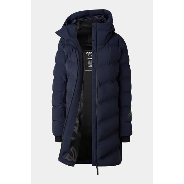 Bogner Tec-Aen Quilted Coat in Navy, view 2 | Coats | Coveti
