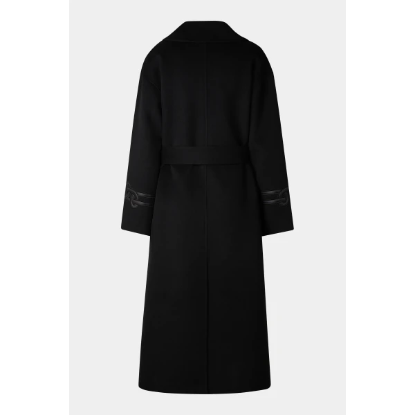 Bogner Terese Double-Faced Wool Coat in Black, view 3 | Wool Coat | Coveti