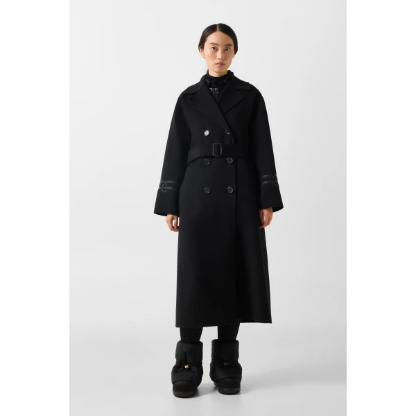 Bogner Terese Double-Faced Wool Coat in Black, view 6 | Wool Coat | Coveti