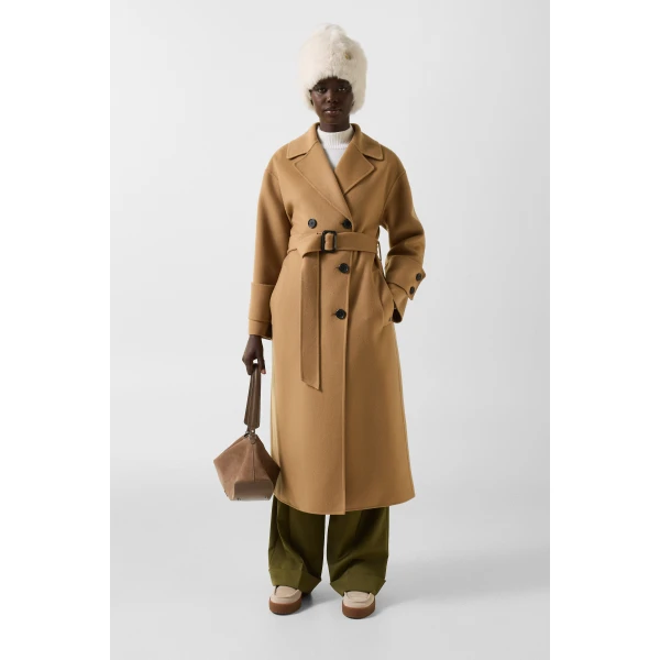 Bogner Terese Double-Faced Wool Coat in Camel, view 4 | Wool Coat | Coveti