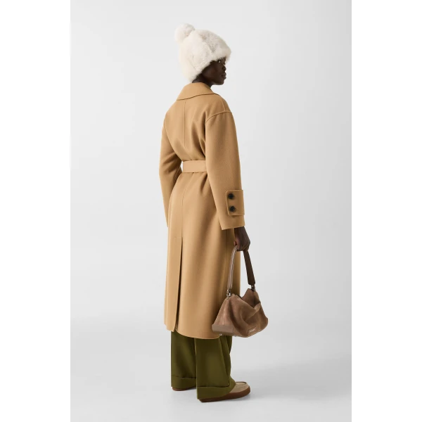 Bogner Terese Double-Faced Wool Coat in Camel, view 5 | Wool Coat | Coveti