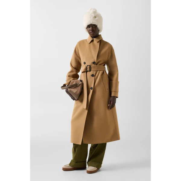 Bogner Terese Double-Faced Wool Coat in Camel, view 6 | Wool Coat | Coveti