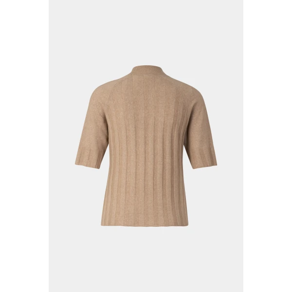 Bogner Tina Virgin Wool and Cashmere T-Shirt in Camel, view 2 | Sweaters | Coveti