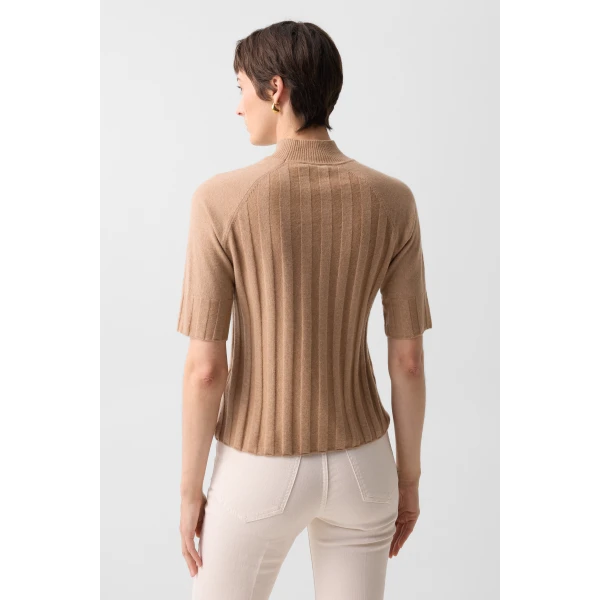 Bogner Tina Virgin Wool and Cashmere T-Shirt in Camel, view 4 | Sweaters | Coveti
