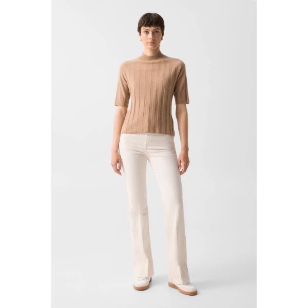 Bogner Tina Virgin Wool and Cashmere T-Shirt in Camel, view 5 | Sweaters | Coveti