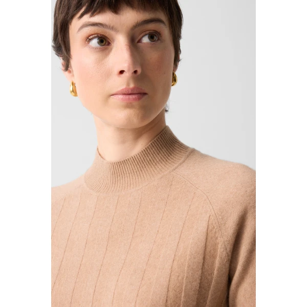 Bogner Tina Virgin Wool and Cashmere T-Shirt in Camel, view 6 | Sweaters | Coveti