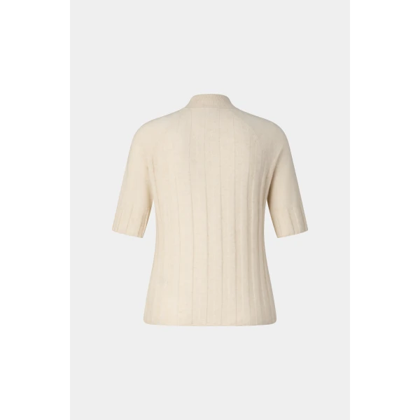 Bogner Tina Virgin Wool and Cashmere T-Shirt in Cream, view 2 | Sweaters | Coveti
