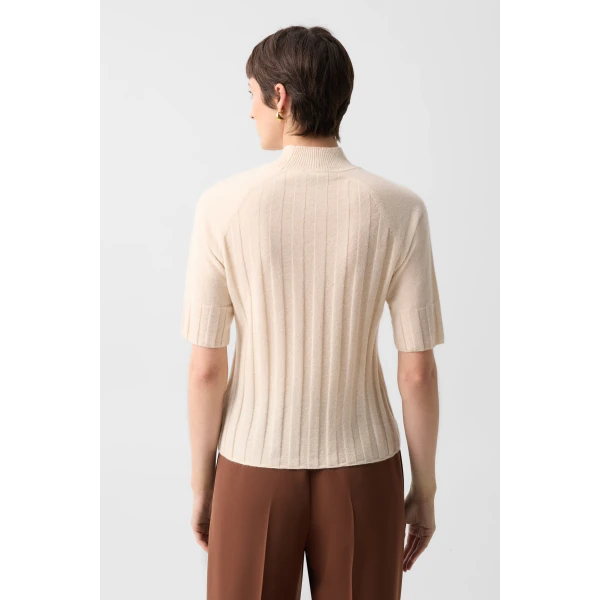 Bogner Tina Virgin Wool and Cashmere T-Shirt in Cream, view 4 | Sweaters | Coveti