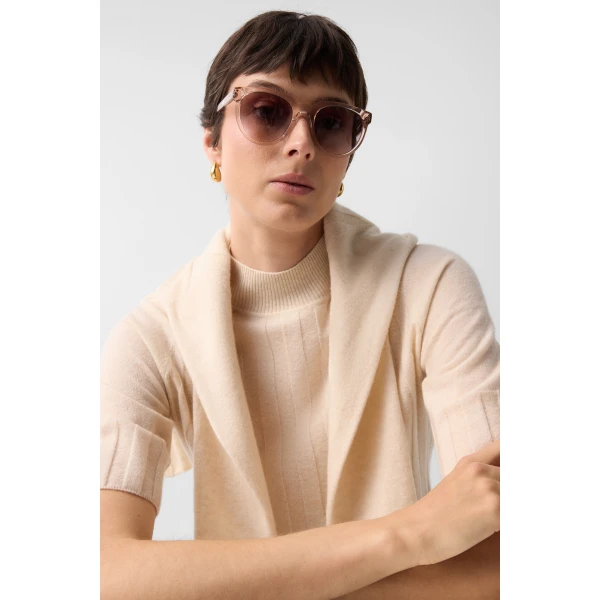Bogner Tina Virgin Wool and Cashmere T-Shirt in Cream, view 6 | Sweaters | Coveti