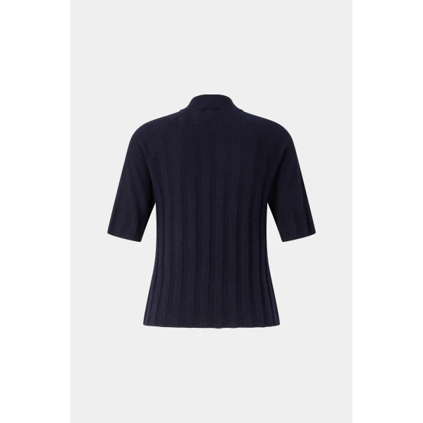 Bogner Tina Virgin Wool and Cashmere T-Shirt in Navy, view 2 | Sweaters | Coveti
