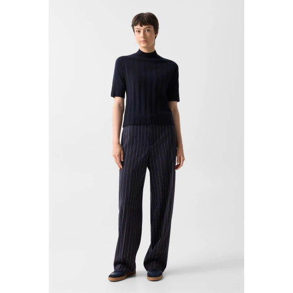 Bogner Tina Virgin Wool and Cashmere T-Shirt in Navy, view 5 | Sweaters | Coveti