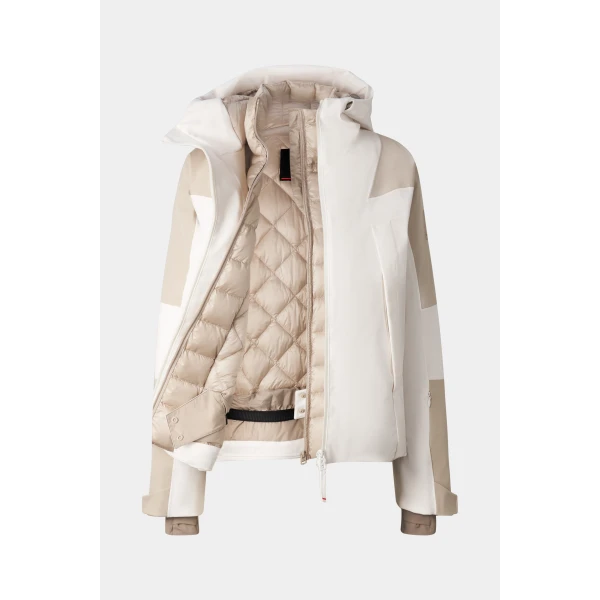 Bogner Tinka Ski Jacket in White and Beige, view 2 | Jackets | Coveti