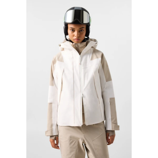 Bogner Tinka Ski Jacket in White and Beige, view 4 | Jackets | Coveti