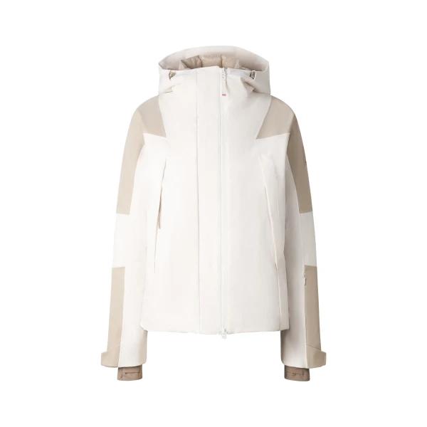 Bogner Tinka Ski Jacket in White and Beige | Jackets | Coveti