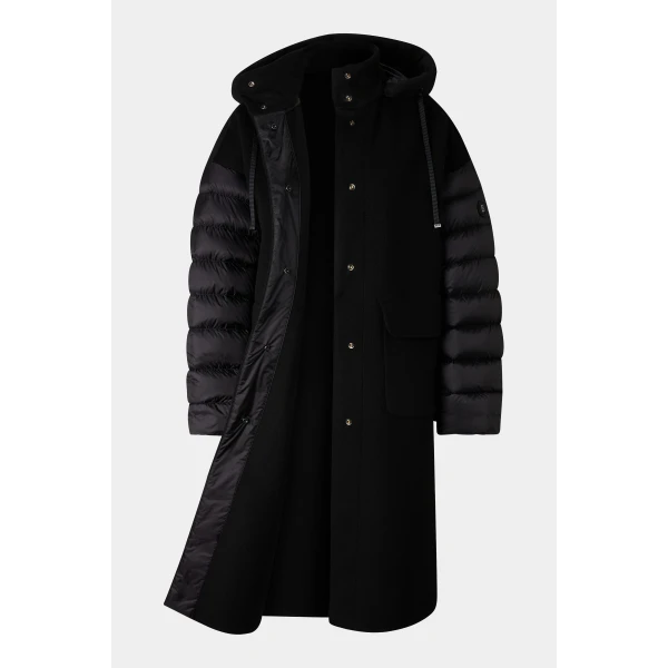 Bogner Trisha Double-Faced Wool Coat in Black, view 2 | Wool Coat | Coveti