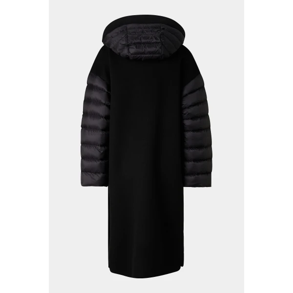 Bogner Trisha Double-Faced Wool Coat in Black, view 3 | Wool Coat | Coveti