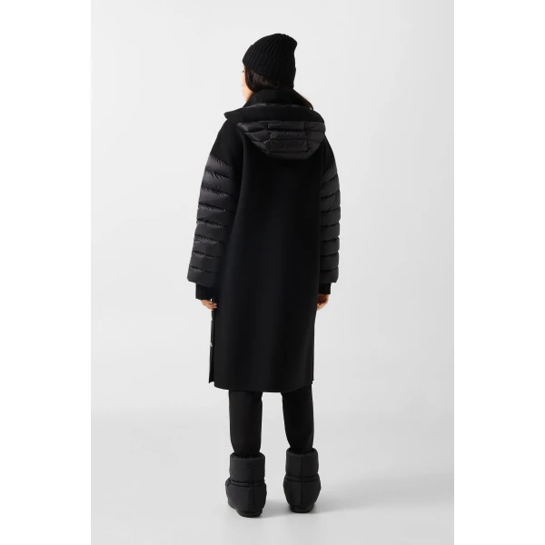Bogner Trisha Double-Faced Wool Coat in Black, view 5 | Wool Coat | Coveti