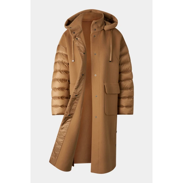 Bogner Trisha Double-Faced Wool Coat in Camel, view 2 | Wool Coat | Coveti
