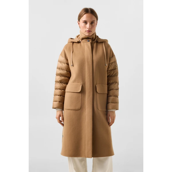 Bogner Trisha Double-Faced Wool Coat in Camel, view 4 | Wool Coat | Coveti