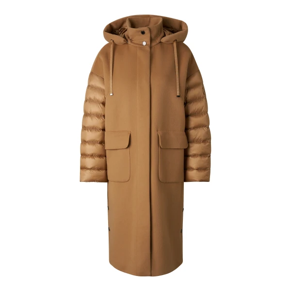 Bogner Trisha Double-Faced Wool Coat in Camel | Wool Coat | Coveti
