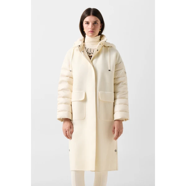 Bogner Trisha Double-Faced Wool Coat in Off White, view 4 | Wool Coat | Coveti