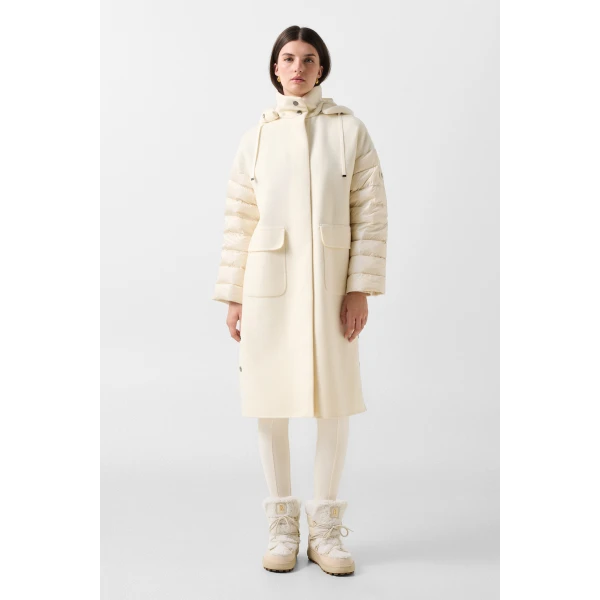 Bogner Trisha Double-Faced Wool Coat in Off White, view 6 | Wool Coat | Coveti