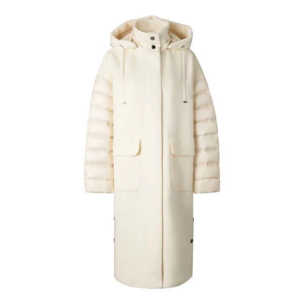 Bogner Trisha Double-Faced Wool Coat in Off White | Wool Coat | Coveti